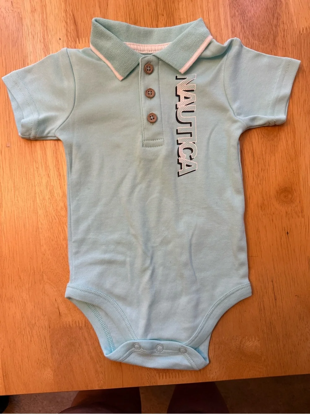 Nautica Baby Polo One-Piece Bodysuit in Turquoise size 6-9 mo New no tags
